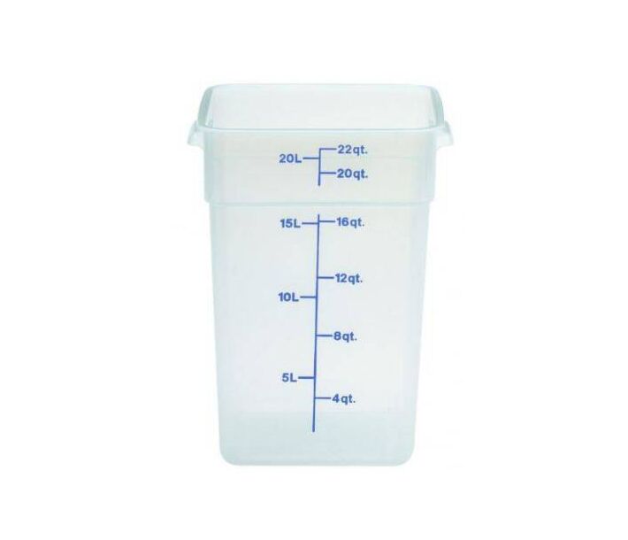 Omcan 22 Qt Translucent Square Polypropylene Food Storage Container - CA