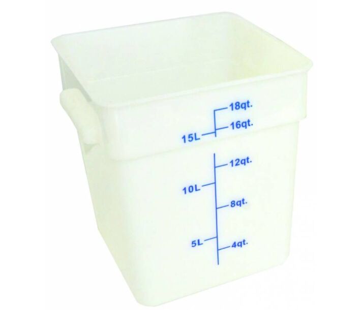 Omcan 18 Qt White Square Polypropylene Food Storage Container - CA