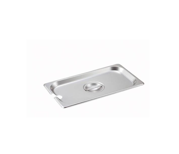 Omcan 1/4 Size Slotted Stainless Steel Steam Table Pan Cover - CA