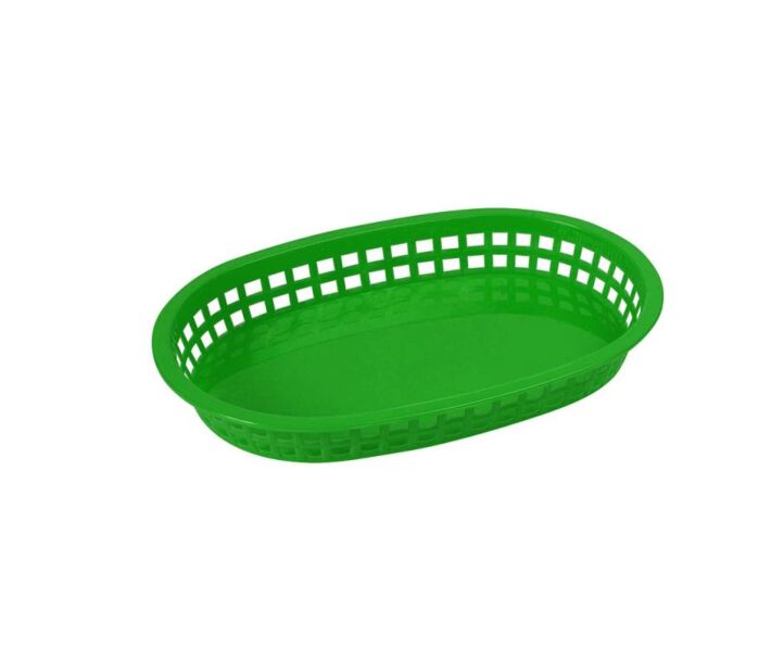 Omcan 9" x 5" Plastic Oval Platter - Green, 12/Case - USA