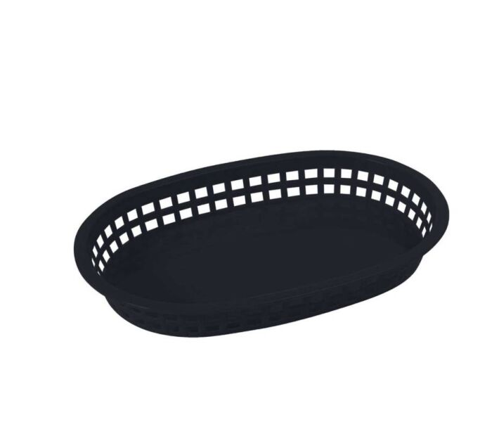 Omcan 9" x 5" Plastic Oval Platter - Black, 12/Case - CA