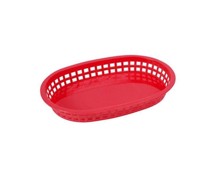 Omcan 9" x 5" Plastic Oval Platter - Red, 12/Case - CA
