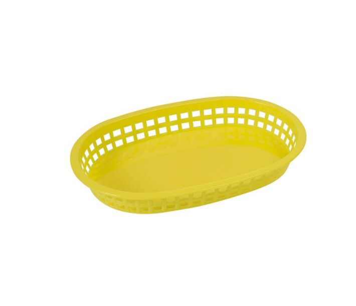 Omcan 9" x 5" Plastic Oval Platter - Yellow, 12/Case - CA