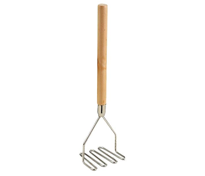 Omcan 4.5" Square-Faced Potato Masher - 17 3/4" Wooden Handle - CA