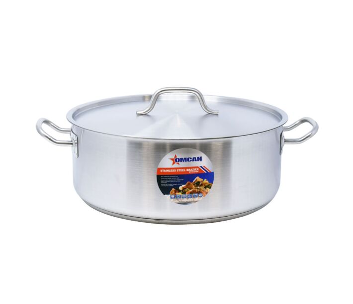 Omcan Stainless Steel Brazier with Cover, 20 Qt. - CA