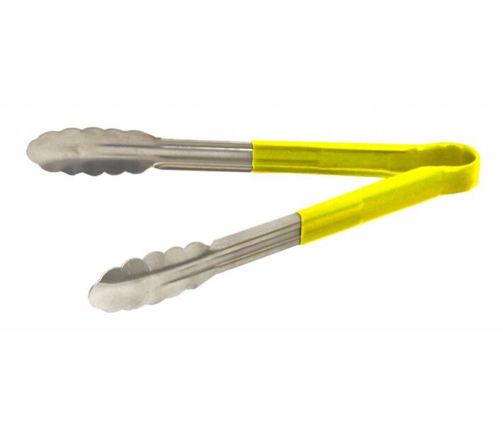 Omcan 12" Heavy-Duty Utility Tong - Yellow Handle - CA