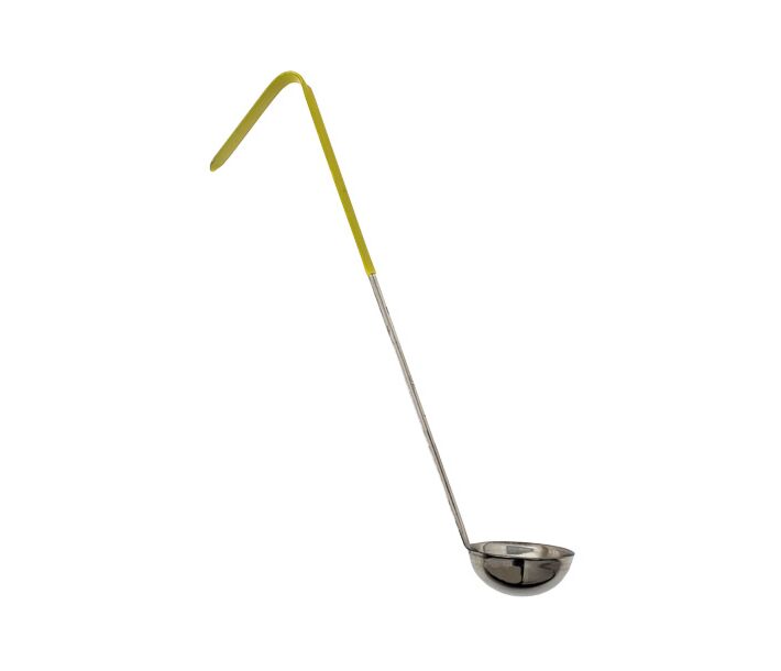 Omcan 1 oz. One-Piece Stainless Steel Ladle with Yellow Handle - USA