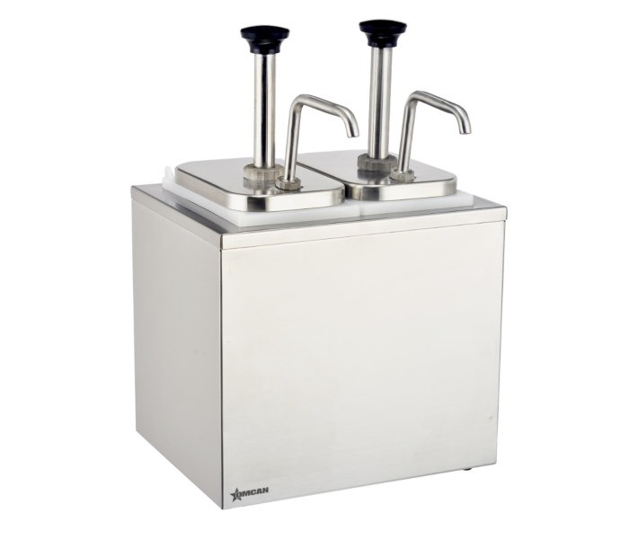 Omcan Stainless Steel Double 2 x 2L Pump Condiment Dispenser - CA