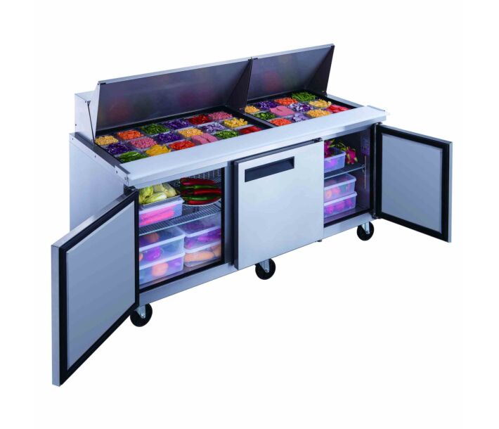 Dukers DSP72-30M-S3 72" Three Door Sandwich & Salad Prep Table Refrigerator, 17.58 cu. ft. - USA