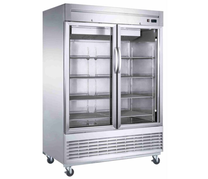 Dukers D55R-GS2 55" Stainless Steel Commercial Glass Door Reach-In Refrigerator, 40.74 Cu. Ft. - 115V - USA