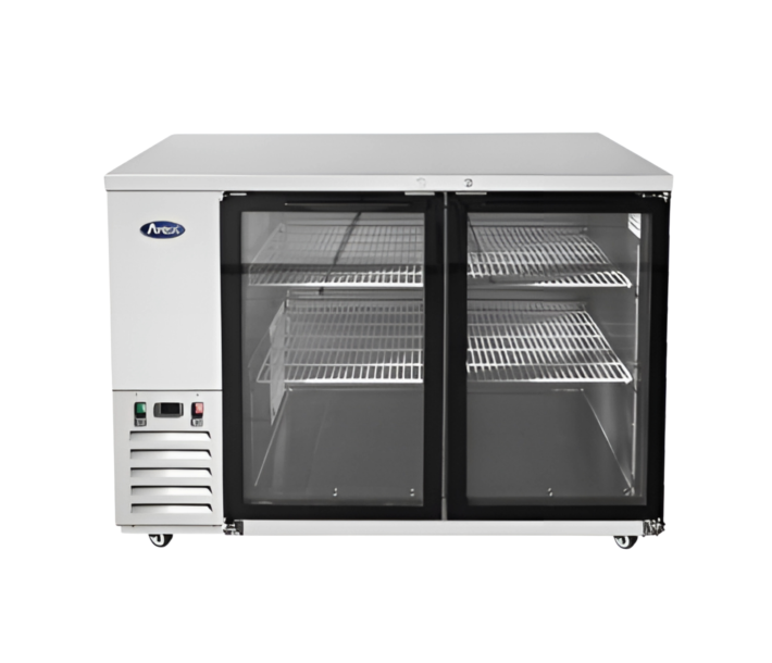 Atosa SBB48GGRAUS1 48" Glass 2-Door Shallow Depth Back Bar Cooler - 11.5 Cu. Ft. - CA