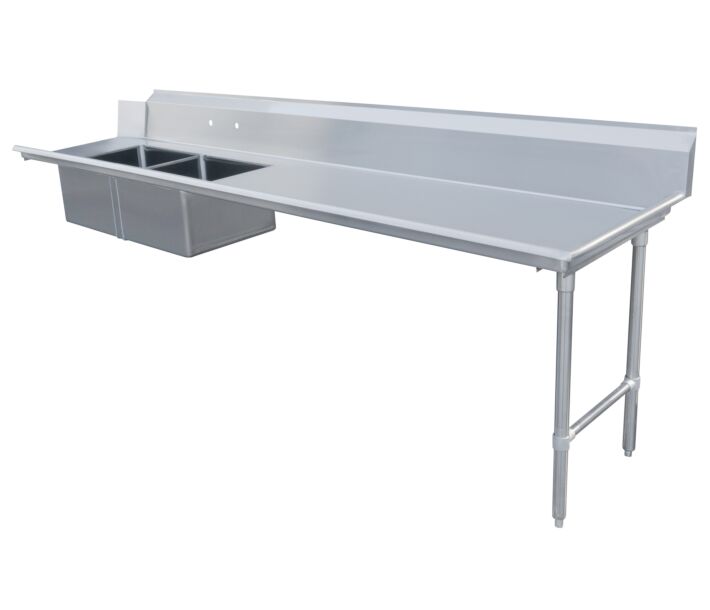 Zanduco 30" x 120" Right Side Soiled Dish Table with Two Sinks - USA