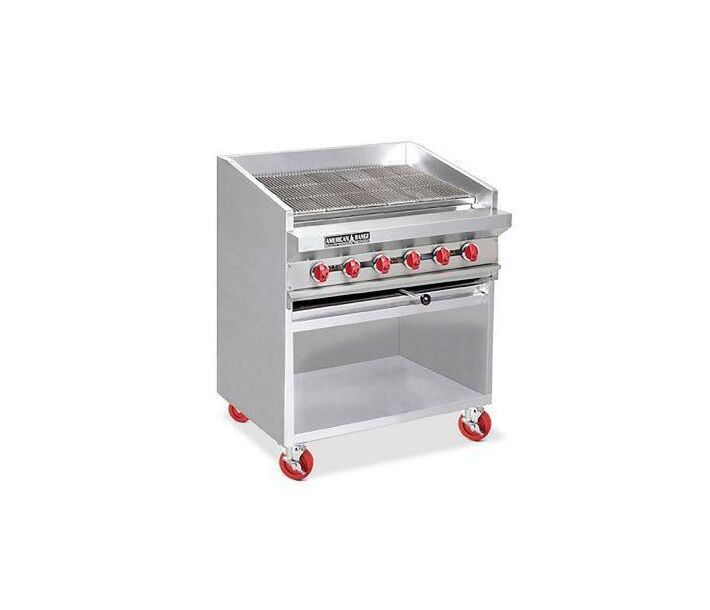 American Range ADJF-30 30" Adjustable Top Radiant Broilers Floor Model with Open Cabinet Base - USA