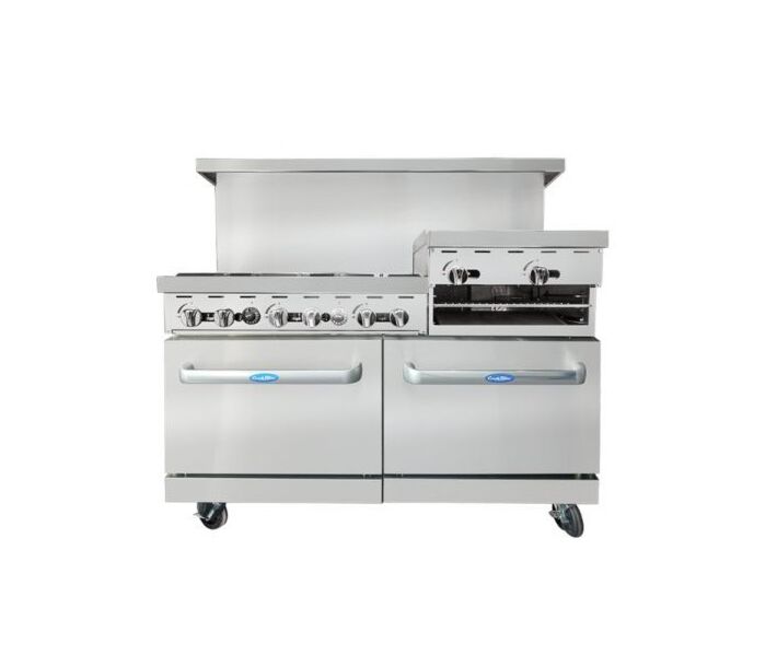 Atosa AGR-6B-24RGB 60" 6 Burner Gas Range with 24" Raised Griddle/Broiler Top and Oven - 324,000 BTU - CA
