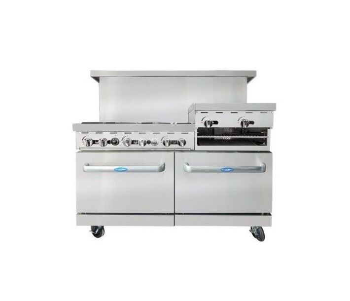 Atosa AGR-6B-24RGB 60" 6 Burner Gas Range with 24" Raised Griddle/Broiler Top and Oven - 324,000 BTU - CA
