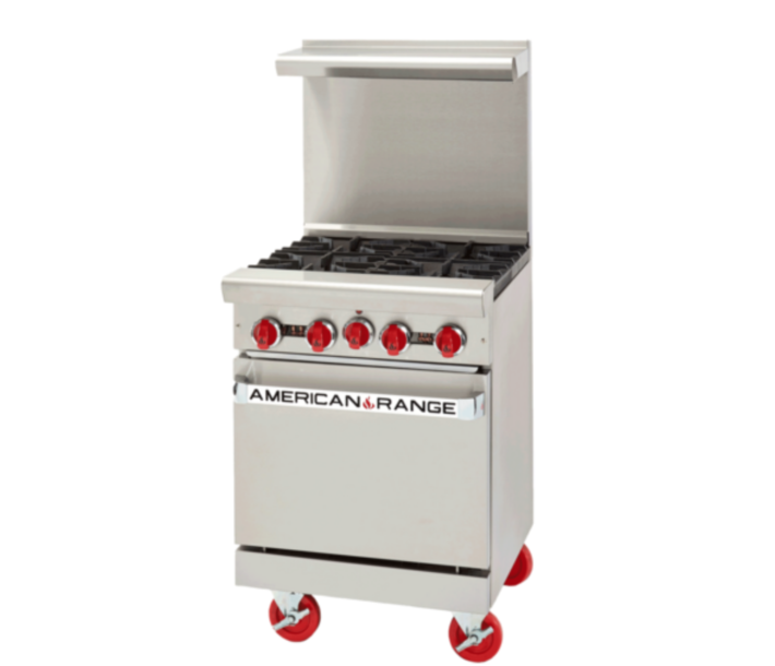 American Range AR-12G-2B 24" Heavy Duty Gas Range with 12" Griddle & 2 Burners - 111,000 BTU - USA