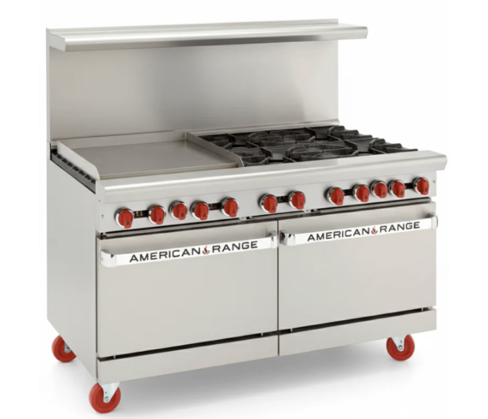 American Range AR-24G-6B 60" Heavy Duty Gas Range with 24" Griddle - 302,000 BTU - USA