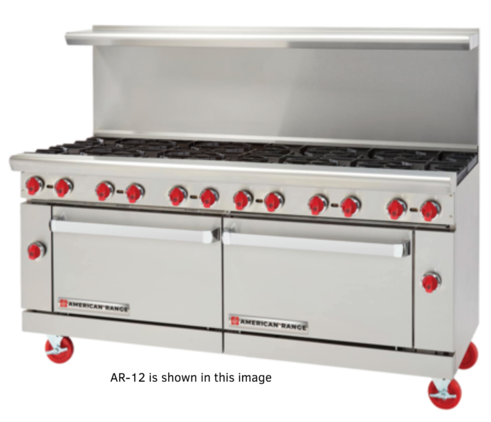 American Range AR-24G-8B 72" Heavy Duty Gas Range with 24" Griddle - 366,000 BTU - USA