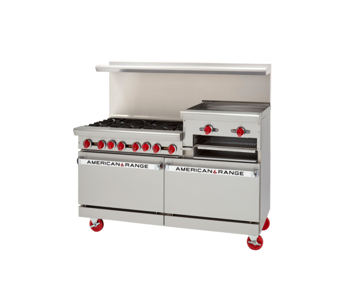 American Range AR-4B-36RG 60" Heavy Duty Gas Range with 4 Burners and 36" Raised Griddle - 258,000 BTU - USA