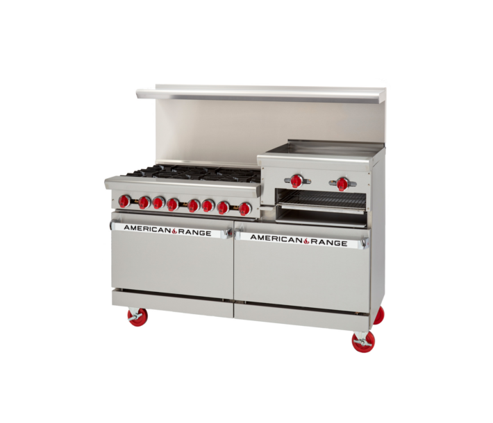 American Range AR-6B-24RG 60" Heavy Duty Gas Range with 6 Burners and 24" Raised Griddle -302,000 BTU - USA