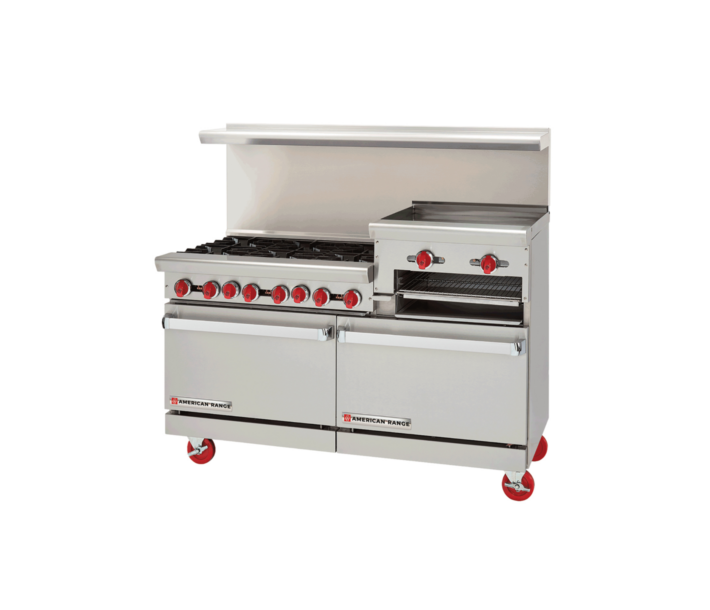 American Range AR-6B-36RG 72" Heavy Duty Gas Range with 6 Burners & 36" Raised Griddle - 322,000 BTU - USA
