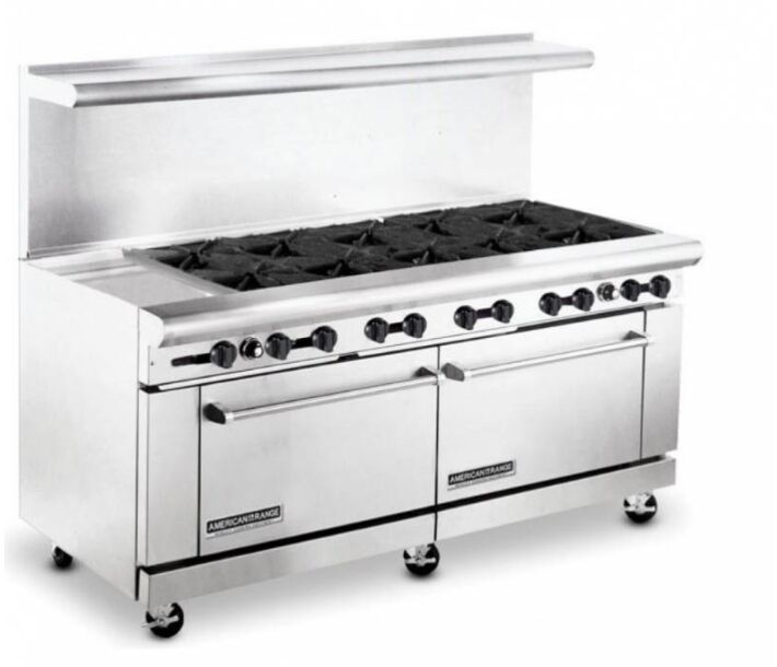 American Range AR-12G-10B 72" Heavy Duty Gas Range with 12" Griddle - USA
