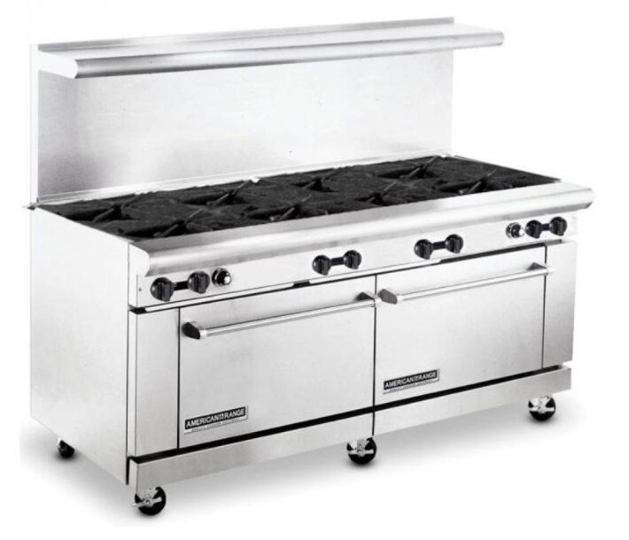 American Range AR-72-8B 72" Heavy Duty Gas Range with 8 Wide Burners - USA