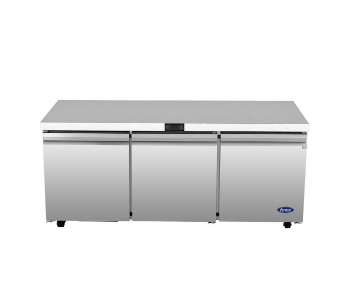 Atosa AUR72SD 72" Stainless Steel Three Door Undercounter Refrigerator – 19 Cu. Ft. - CA