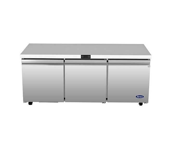 Atosa AUR72SD 72" Stainless Steel Three Door Undercounter Refrigerator with 19 cu.ft. Capacity - 115V - CA