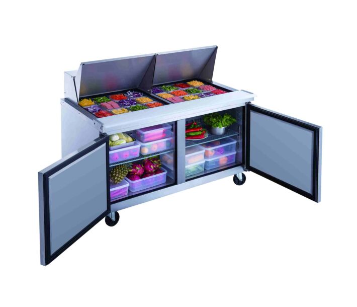 Dukers DSP60-24M-S2 60" Double Door Sandwich & Salad Prep Table Refrigerator, 14.33 cu. ft. - USA
