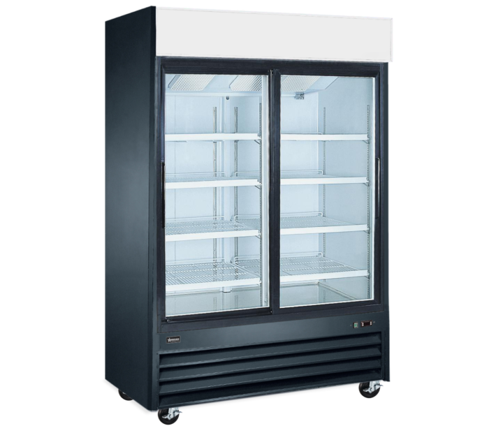 Zanduco 53" 2-Sliding Glass Door Black Refrigerator with 1270 L Capacity - 110 V, 1/4 HP - CA