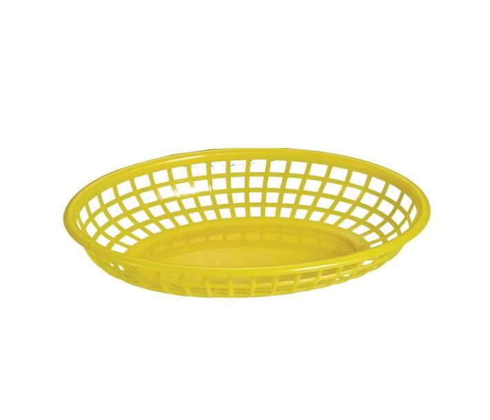 Omcan 10" x 7" Premium Plastic Oval Basket - Yellow, 12/Case - CA