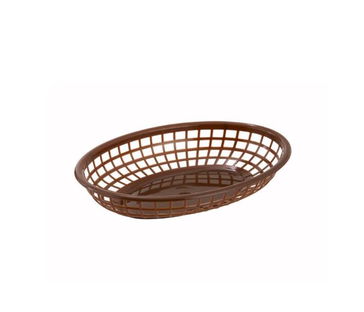 Omcan 10" x 7" Premium Plastic Oval Basket - Brown, 12/Case - CA