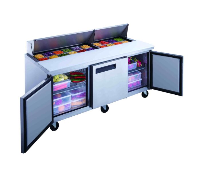 Dukers DSP72-18-S3 72" Three Door Sandwich & Salad Prep Table Refrigerator, 17.58 cu. ft. - USA