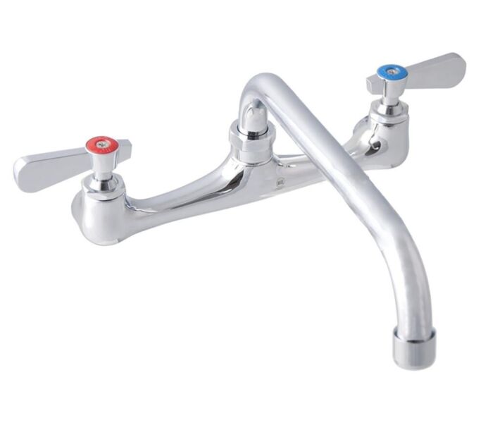 BK Resources BKF-8W-12-G Workforce 8” Splash Mount Faucet with 12” Swing Spout - CA