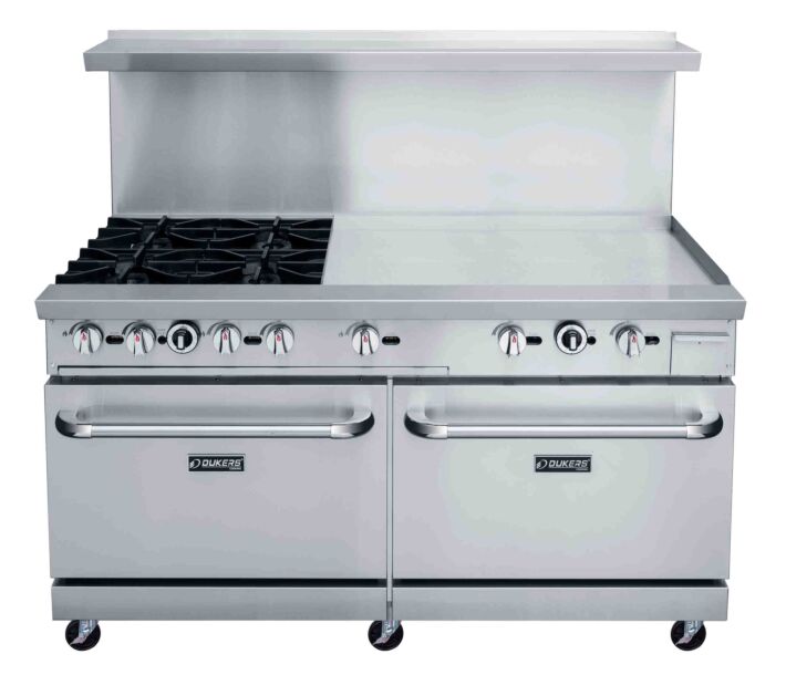Dukers DCR60-4B36GM 60" Commercial Gas Range with 4 Burners and Oven - USA