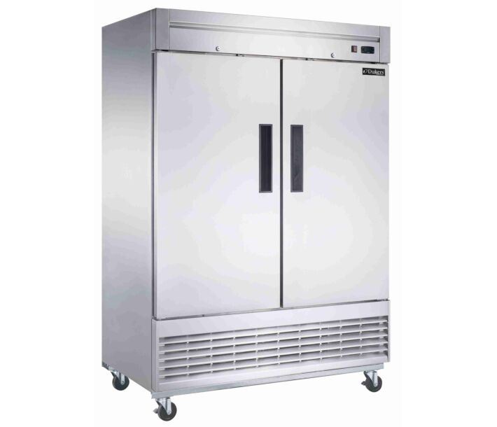 Dukers D55F 55" Stainless Steel Commercial Double Door Reach-In Freezer - 40.74 cu ft - USA