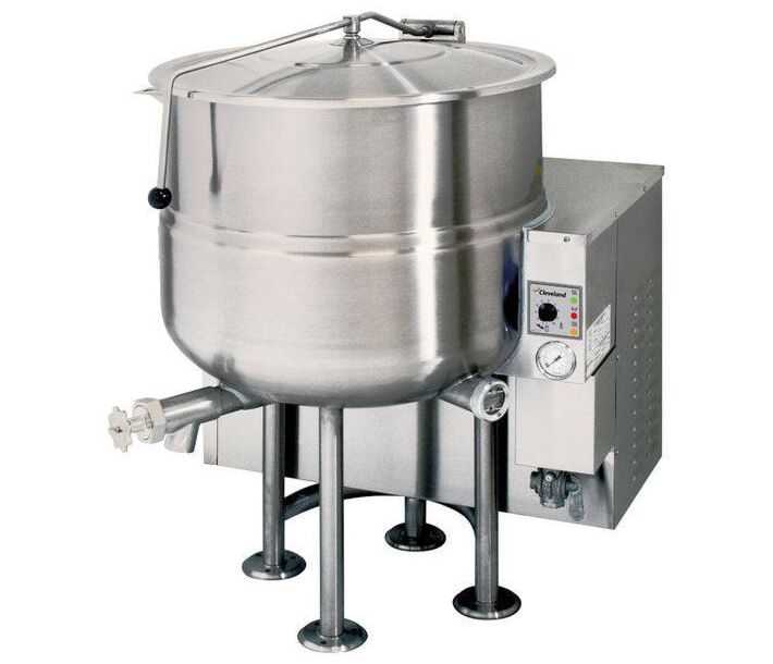 Cleveland KGL40 Floor Type Stationary 2/3 Steam Jacketed Gas Fired Kettle 40 Gallon/ 150 Liters - 140,000 BTU - USA