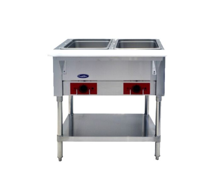 Atosa CSTEA-2C 30" Open Well Electric Steam Table with 2-Pan, Undershelf, and Cutting Board - 120V - CA