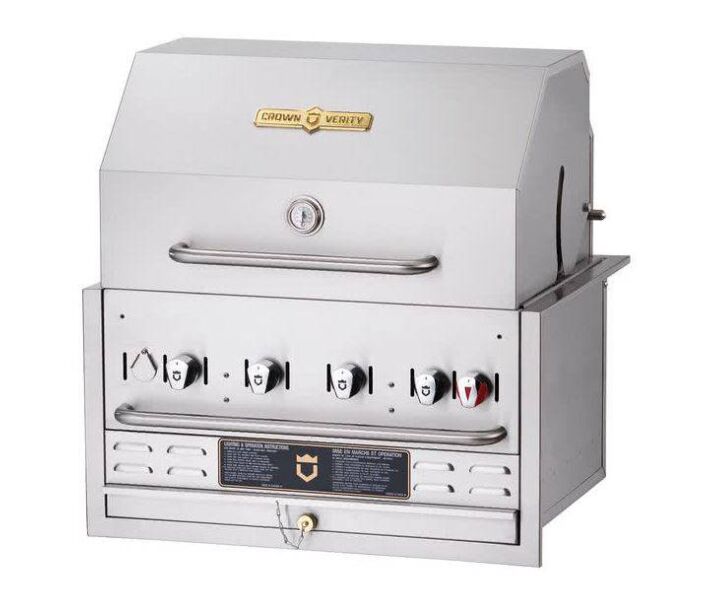 Crown Verity 30" Stainless Steel Built In Outdoor BBQ Grill/Charbroiler with Roll Dome Package Liquid Propane CV-BI-30PKG-LP - CA