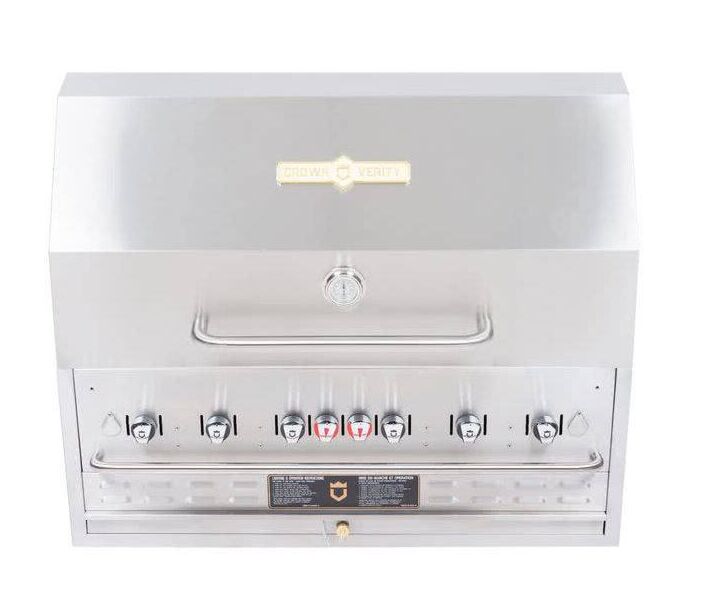 Crown Verity 48" Stainless Steel Built In Outdoor BBQ Grill/Charbroiler with Roll Dome Package Liquid Propane CV-BI-48PKG-LP - CA