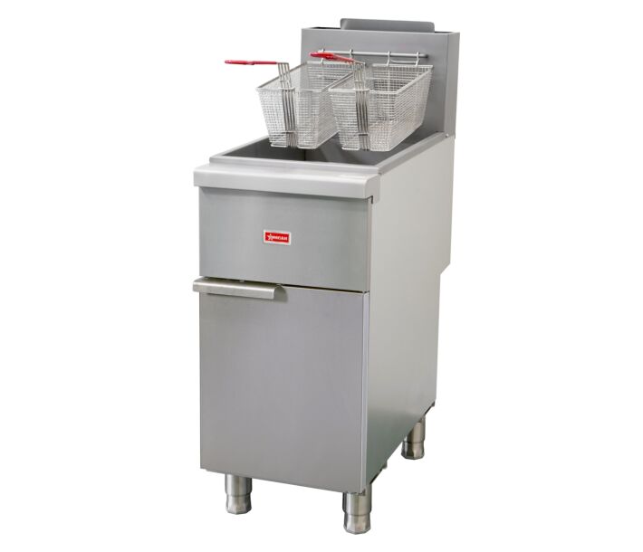 Omcan 35-40 lb Tube-Fired Natural Gas Floor Fryer – 90,000 BTU - CA