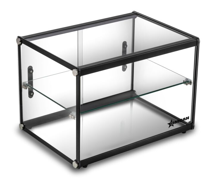 Omcan 22" Countertop Food Display Case with Square Front Glass, 2 Tiers, 65L  - CA