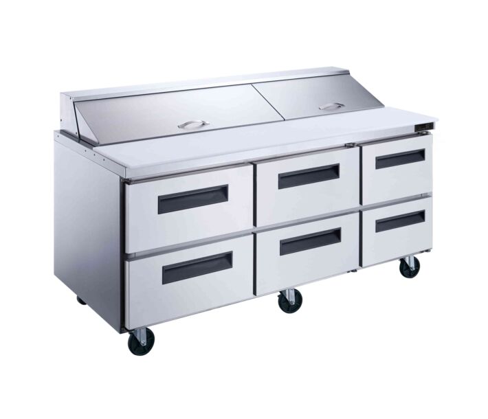 Dukers DSP72-18-D6 72" Sandwich & Salad Prep Table Refrigerator, 17.58 cu. ft. - USA