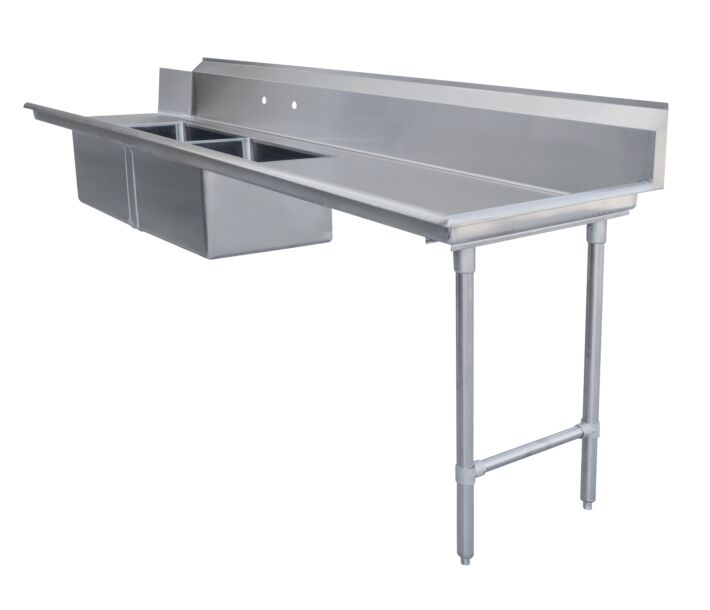 Zanduco 30" x 108" Right Side Soiled Dish Table with Two Sinks - USA