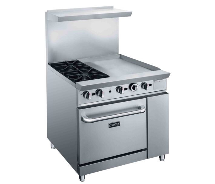 Dukers DCR36-2B24GM 36" Commercial Gas Range with 2 Burners and Oven - USA