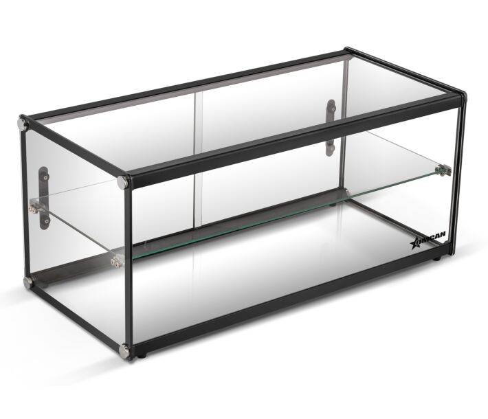 Omcan 33" Countertop Food Display Case with Square Front Glass, 2 Tiers, 90L - USA