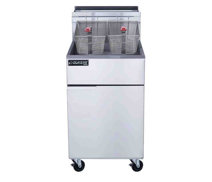 Dukers DCF5-LPG 70 lb Commercial Liquid Propane Floor Fryer - 5 Burners, 150,000 BTU - USA