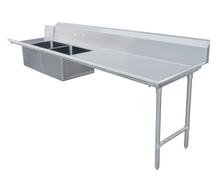 Zanduco 30" x 96" Right Side Soiled Dish Table with Two Sinks - USA