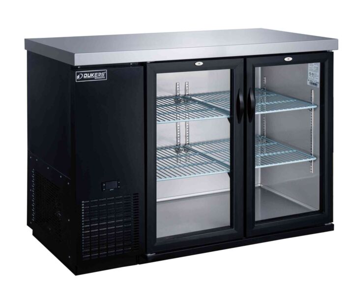 Dukers DBB60-H2 60" Black Commercial Back Bar Cooler with 2 Doors - 15.24 Cu. Ft. - USA